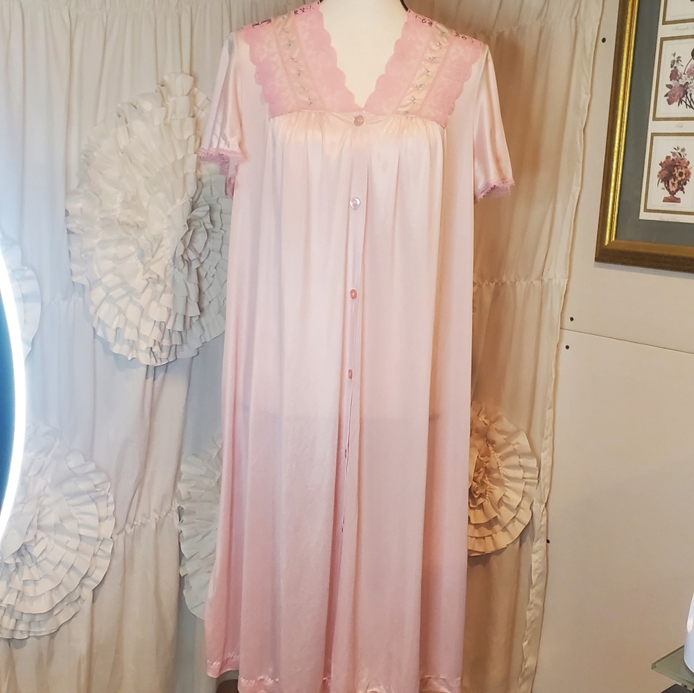 Val Mode Vintage Elegant Pink Nightgown M